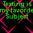Green text reading "Texting is my favorite Subject" repeats across a black background with pink diamond-shaped lines, with visible pixelation and slight text distortion.