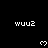 Pixelated black background with white text 'wuu2' and heart symbols arranged in a pattern, partially cropped at bottom right