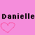 nine square each displaying 'Danielle' text above a heart symbol, with background colors and heart styles varying per