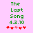 Green pixelated text 'The Last Song 4.2.10' on pink background with red and pink heart symbols below.