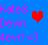 Pixelated blue background with pink and purple abstract shapes on the left, a red heart shape on the right.