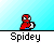 A pixelated character in red and blue clothing holds a white ball, transitioning through multiple states including full-body view, close-up, and background effects.