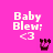 Pixelated pink background with white text 'Baby Blew: <3' and four distinct dark brown pixel art icons arranged in a