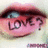 A pixelated close-up of a stylized eye with pink and red tones, featuring the word 'LOVE' in dark script across the lower portion.