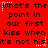 Red background with black text repeating 'What's the point in our first kiss when it's not his' and white star-like sparkles scattered across the image.