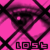 A 50x50 pixel animated buddy icon featuring a repeating pattern of pink and black diamond-shaped grid with stylized eyes behind the grid, displaying four sequential frames where text changes from 'lost' to 'LOST' across the center.