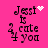 Pixelated text 'Jessi is 2 cute 4 you' on bright pink background with animated heart and star effects.