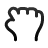 Black wireframe icon of a hand with fingers extended, positioned against a light gray background.