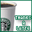 Animated contact sheet of a 48x48 pixel Starbucks-style coffee cup icon with "THANKS A LATTE" text, showing frame-by-frame animation changes in the cup's foam and text elements.