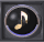 Six circular music note icons arranged in two of three, each with a glowing effect on the eighth note symbol