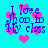 Pixelated cyan background with pink hearts and blue text reading 'I love you in my class' repeated across the image.