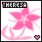 Pixelated pink flower with swirling stems and a small heart, labeled 'THERESA' in black text at top left.