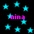 Black background with scattered cyan stars and four instances of pink text reading 'nina' in pixelated font.
