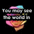 A pixelated image of a person with multicolored hair and text overlays reading "You may see the world in Black" on top left, "White" on bottom left, and "But I see Color!" on bottom right.