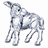 Two side-by-side pixelated animal figures with white bodies and black patches, one facing left, the other right.