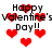 Pixelated red hearts and black text reading 'Happy Valentine's Day!!' repeated across a white background.