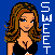 Pixelated cartoon-style buddy icon featuring a woman with long wavy brown hair wearing a black top, set against a solid blue background with vertical white text reading "SWEET" on the right side.