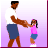 Animated contact sheet showing a man and girl dancing in multiple frames with subtle pose changes against a purple gradient background.