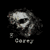 Pixelated grayscale icon of a skull with dark smoky background and partial text below, rendered in low-resolution style on black backdrop.