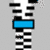 Pixelated animation of a zipper with blue rectangular pulls, showing where the zipper teeth close and text appears below
