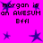A bright pink background features repeated text and star shapes in dark blue, with the phrase "morgon is an AWESUM Bffl" displayed prominently.