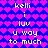 Pixelated icon with blue background of pink hearts, white text repeating 'kelli i luv u way to much' in two vertical