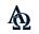 blue and dark blue stylized 'A' and 'Ω' symbols in various orientations, with some frames showing motion blur effects