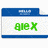 Pixelated icon with blue top and bottom borders, white middle section, and green text 'qlex' centered on the white background.