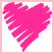 A static pixel art image split into two : left shows a bright pink heart with white diagonal stripes, right displays three lines of light pink text reading 'Hearty', 'Hat', and 'Hat' on white background