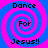 Four identical spiral-patterned with blue and pink colors, each containing the text "Dance For Jesus!!" in black pixelated font