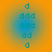 Four circular icons arranged in a , each with a gradient background transitioning from orange to blue, displaying a vertical pattern of lowercase 'd' characters