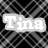 Pixelated grayscale image with two instances of the text 'Tina' in white block letters against a black-and-gray patterned background.