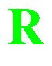 Four green capital R letters arranged in a on a gray background, each letter rendered with distinct pixelation and spacing variations