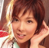 A person with brown hair appears in two side-by-side frames, first with hand near ear, then making peace sign with hand near face.