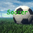 A soccer ball on grass with a blue sky background, displaying green text that changes across frames.