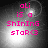 Pixelated text reads 'ali is a Shining star<3' in pink over a grayscale starburst background with a circular motion effect.