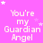 Pink background with white text reading "You're my Guardian Angel" and scattered star shapes in various sizes.