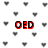 Static image with red text on white background surrounded by repeating dark gray heart shapes.