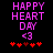 Pixelated text 'HAPPY HEART DAY <3' in pink with red hearts below on black background, showing animation change in heart colors.
