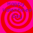 Four identical pixelated spiral patterns with red and pink hues, each containing 'Happy Valentines Day' text in purple.