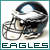 Pixelated image of a football helmet with dark blue and white colors, featuring the word 'EAGLES' in blocky text below.