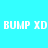 Four display 'BUMP XD' text in white pixelated font against cyan, teal, black, and teal backgrounds respectively