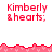 Red text reading 'Kimberly & hearts;' appears in multiple positions above and below a pink pixelated border on white background.