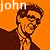 A 6-frame animated contact sheet showing John Kerry with changing text overlays on an orange background, each frame displaying a portion of the phrase "john kerry is a rockstar" in white pixelated font.