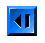 Two side-by-side animated frames of a blue square icon with black and white borders, showing a play/pause button animation where the left triangle changes color from black to red between frames.
