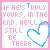 25 pink square with blue-outlined white hearts, each containing pixelated text about love and loss