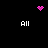 Pixelated pink heart and starburst icons above four 'All' text labels on black background.