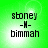 Green background with four identical showing text 'stoney -H- bimmah' in pixelated font, each with a bright white glow effect