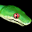 Pixelated green snake icon with red eye on black background, static single-frame image.