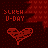 Red pixelated heart with 'SREH U-DAY' text on dark red patterned background, repeated in